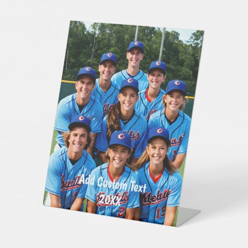 Bold sports team photo personalized team sport  pedestal sign