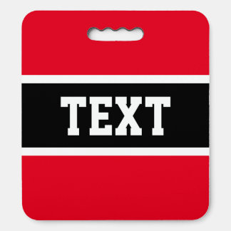 Bold Sporty Bright Red Black Stripes Athletic Text Seat Cushion