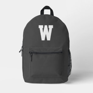 Bold Sporty Monogram Dark Gray Personalized Printed Backpack