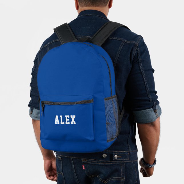 Bold Sporty Personalized Royal Blue Printed Backpack (Insitu (Model))