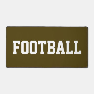 Bold Sporty White FOOTBALL Text On Athletic Brown Desk Mat