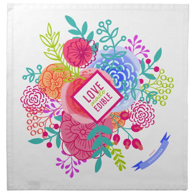 Bold Spring Bouquet Love Made Edible Dough Cover Cloth Napkin (Front)