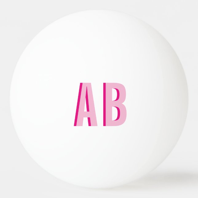 Bold Stacked Pink 2 Letter Monogram Ping Pong Ball (Front)