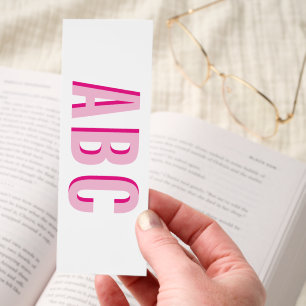 Bold Stacked Pink 3 Letter Monogram Bookmarks