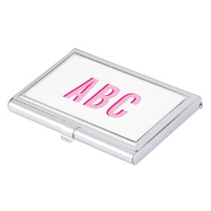 Bold Stacked Pink 3 Letter Monogram Business Card Case