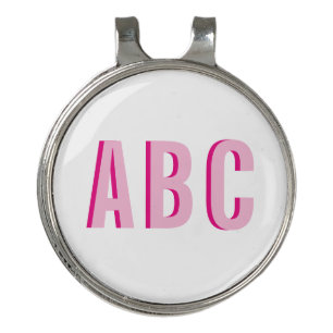 Bold Stacked Pink 3 Letter Monogram Golf Hat Clip