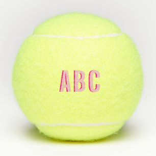 Bold Stacked Pink 3 Letter Monogram Tennis Balls