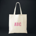 Bold Stacked Pink 3 Letter Monogram Tote Bag<br><div class="desc">Bright pink and hot pink bold font style double-layer monogram.
A pink monogram with a hot pink drop shadow.
You can increase the font size if you'd like.</div>