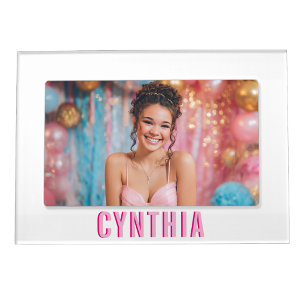 Bold Stacked Pink Monogram Magnetic Frame