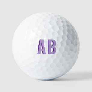 Bold Stacked Purple 2 Letter Monogram Golf Balls