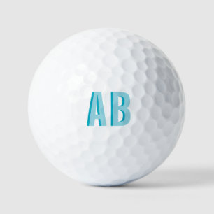 Bold Stacked Robin Egg Blue 2 Letter Monogram Golf Balls