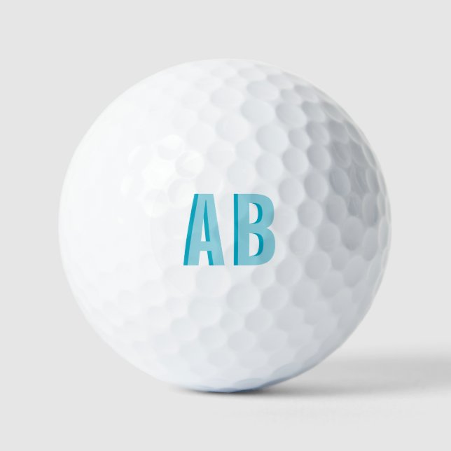 Bold Stacked Robin Egg Blue 2 Letter Monogram Golf Balls (Front)