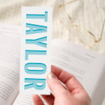 Bold Stacked Robin Egg Blue Letter Name Bookmarks<br><div class="desc">Robin egg blue and azure bold font style double-layer name or monogram. 
A 6 letter name or monogram with a drop shadow. 
For shorter or longer given names you can adjust the font size as needed.</div>