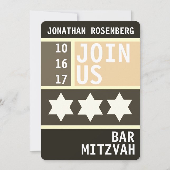 Bold Star of David Bar Mitzvah Invitation (Front)