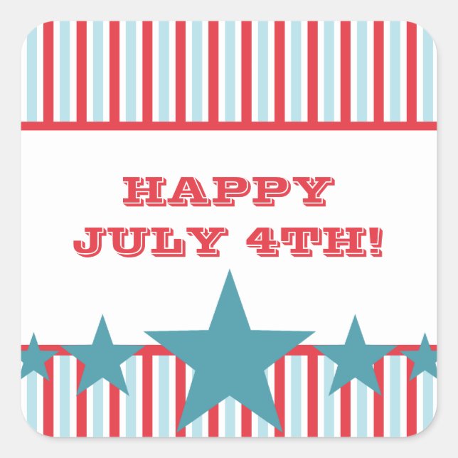 Bold Stars and Stripes Square Stickers (Front)