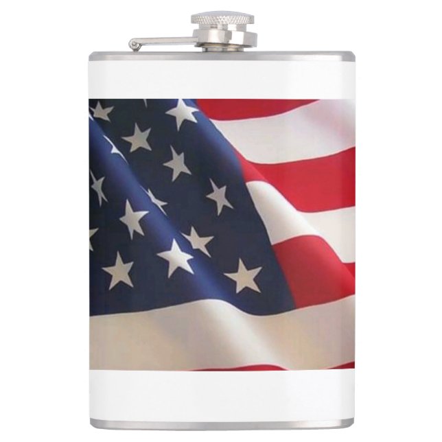 Bold Stars and Stripes – United States Flag Art  Flask (Front)