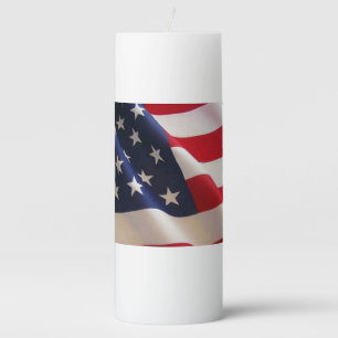 Bold Stars and Stripes – United States Flag Art Pillar Candle