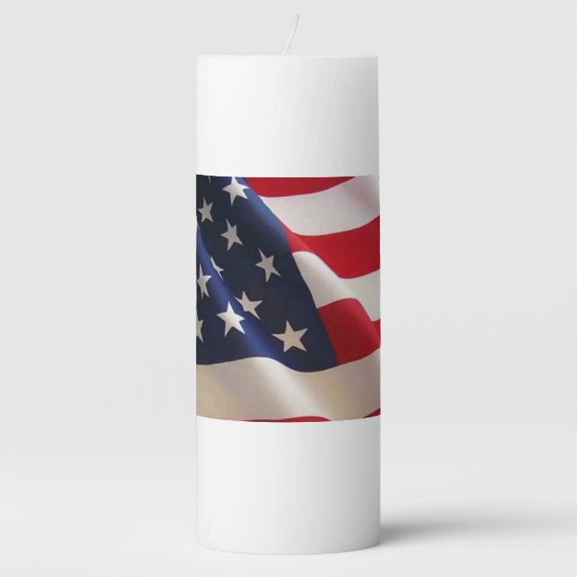 Bold Stars and Stripes – United States Flag Art  Pillar Candle (Front)