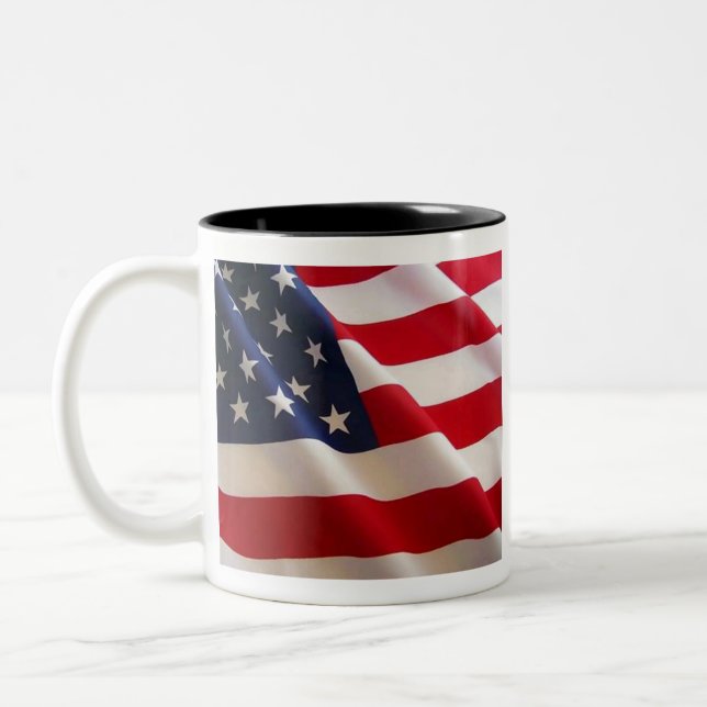 Bold Stars and Stripes – United States Flag Art  Two-Tone Coffee Mug (Left)