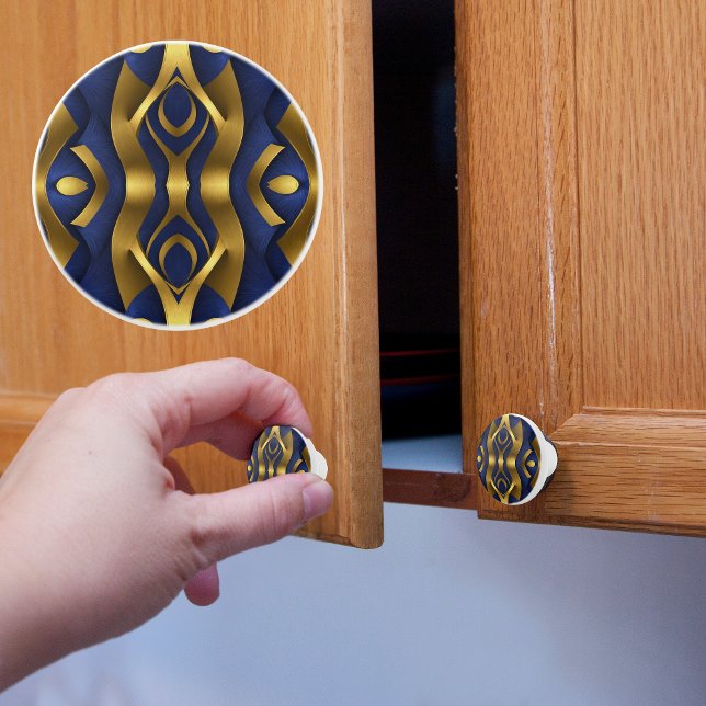 Bold Statement Gold on Blue Ceramic Knob (Creator Uploaded)