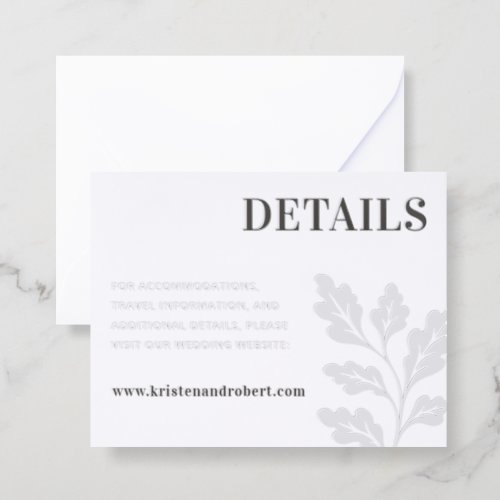 Bold Statement Monogram Wedding Details Letterpress Enclosure Card