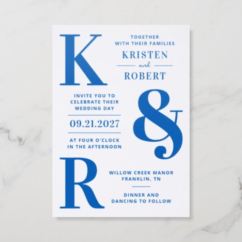 Bold Statement Monogram Wedding Letterpress Invitation