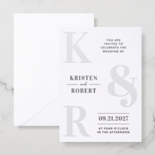 Bold Statement Monogram Wedding Letterpress Invitation