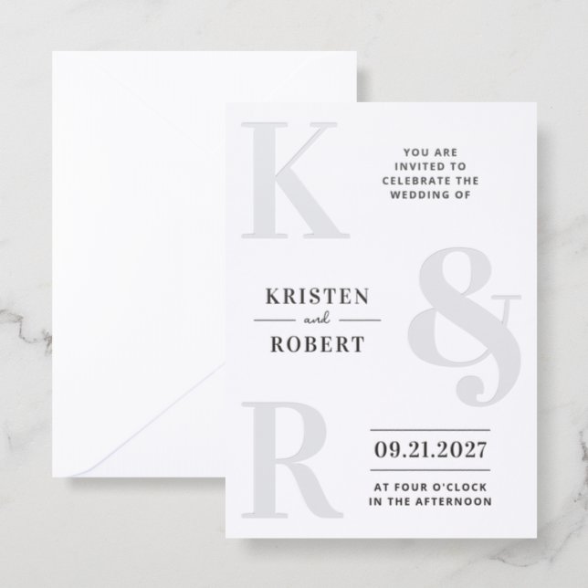 Bold Statement Monogram Wedding Letterpress Invitation