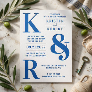 Bold Statement Monogram Wedding Letterpress Invitation