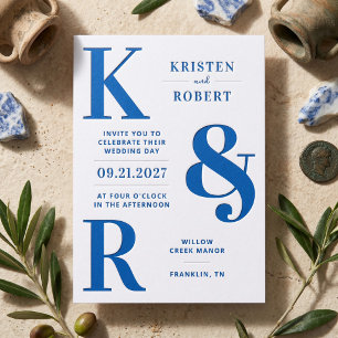 Bold Statement Monogram Wedding Letterpress Invitation