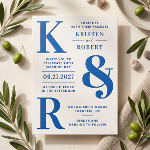 Bold Statement Monogram Wedding Letterpress Invitation