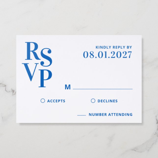 Bold Statement Monogram Wedding  Letterpress RSVP Cards (Front)