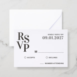Bold Statement Monogram Wedding Letterpress RSVP Cards