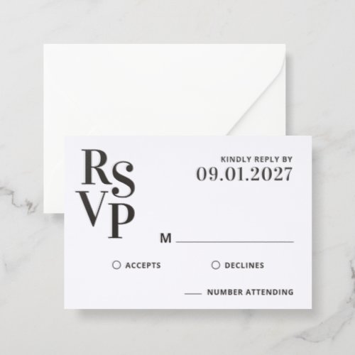 Bold Statement Monogram Wedding  Letterpress RSVP Cards