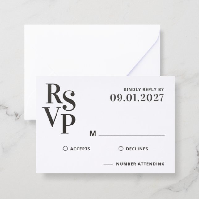 Bold Statement Monogram Wedding  Letterpress RSVP Cards