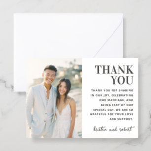 Bold Statement Monogram Wedding Photo Thank You Letterpress Photo Cards