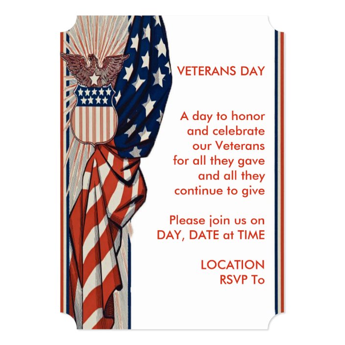 Bold Statement Veterans Day Party Invite Zazzle