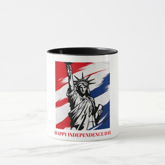 Bold Statue of Liberty Stripes Patriotic Custom  Mug (Center)