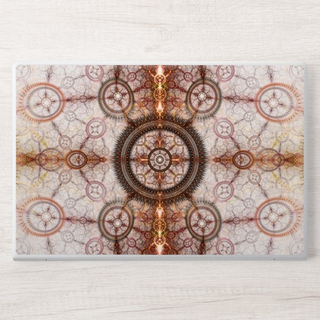 Bold Steampunk Abstract Clockwork Pattern HP Laptop Skin (Front)