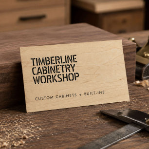 Bold Stenciled Cabinet Maker Business Card