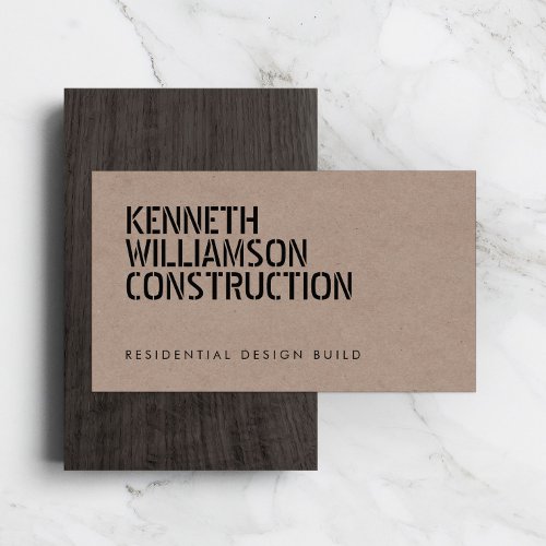 Bold Stenciled Construction Business Card
