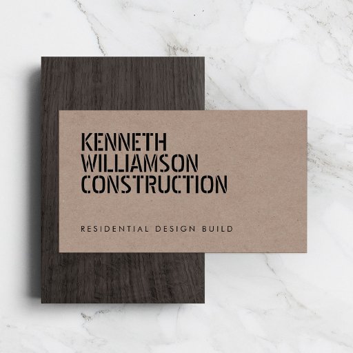 Customizable Bold Stenciled Construction Business Card