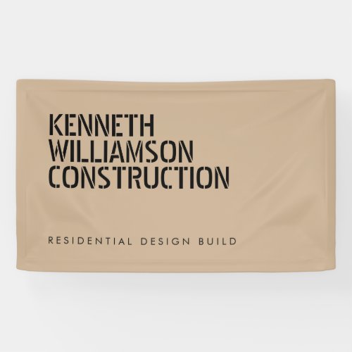 Bold Stenciled Construction Light Tan Banner