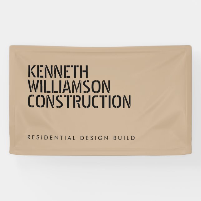 Bold Stenciled Construction Light Tan Banner (Horizontal)