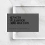 Bold Stenciled Dark Gray Construction Business Card