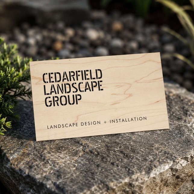 Bold Stenciled Landscaping Business Card (Creator Uploaded)