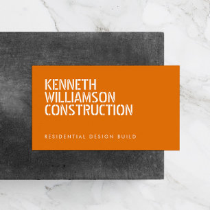 Bold Stenciled Orange Construction Business Card