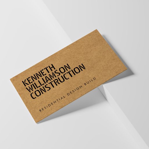 Customizable Bold Stenciled Particle Board Construction Business Card
