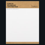 Bold Stenciled Particle Board Construction Letterhead<br><div class="desc">Coordinates with the Bold Stenciled Particle Board Construction Business Card Template by 1201AM. Your name or business name is shown in a bold,  stencil-style font on a maple particle board background on this construction or builder's letterhead template. © 1201AM CREATIVE</div>