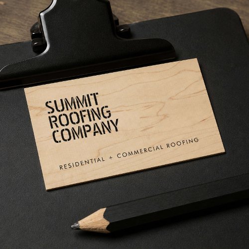 Bold Stenciled Roofing Contractor Business Card